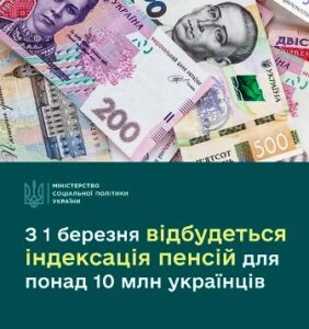 З 1 березня відбудеться індексація пенсій для понад 10 млн українців