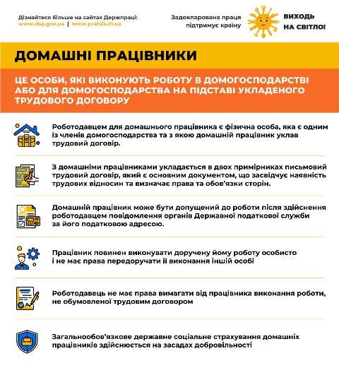 "Агітаційний плакат «Домашні працівники: правила оформлення трудових відносин»