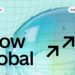 Банер освітньої програми Grow Global на світло-блакитному фоні з графічною сіткою та напівпрозорою сферою.