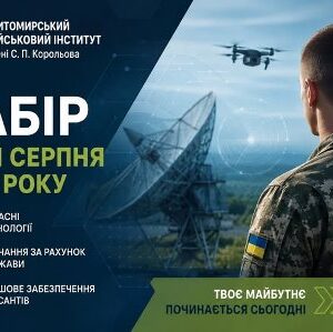 Інформаційний банер Житомирського військового інституту імені С. П. Корольова із закликом до вступу.