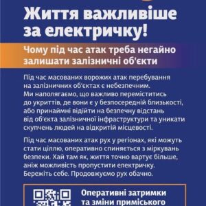 Інформаційний плакат «Життя важливіше за електричку!» із закли